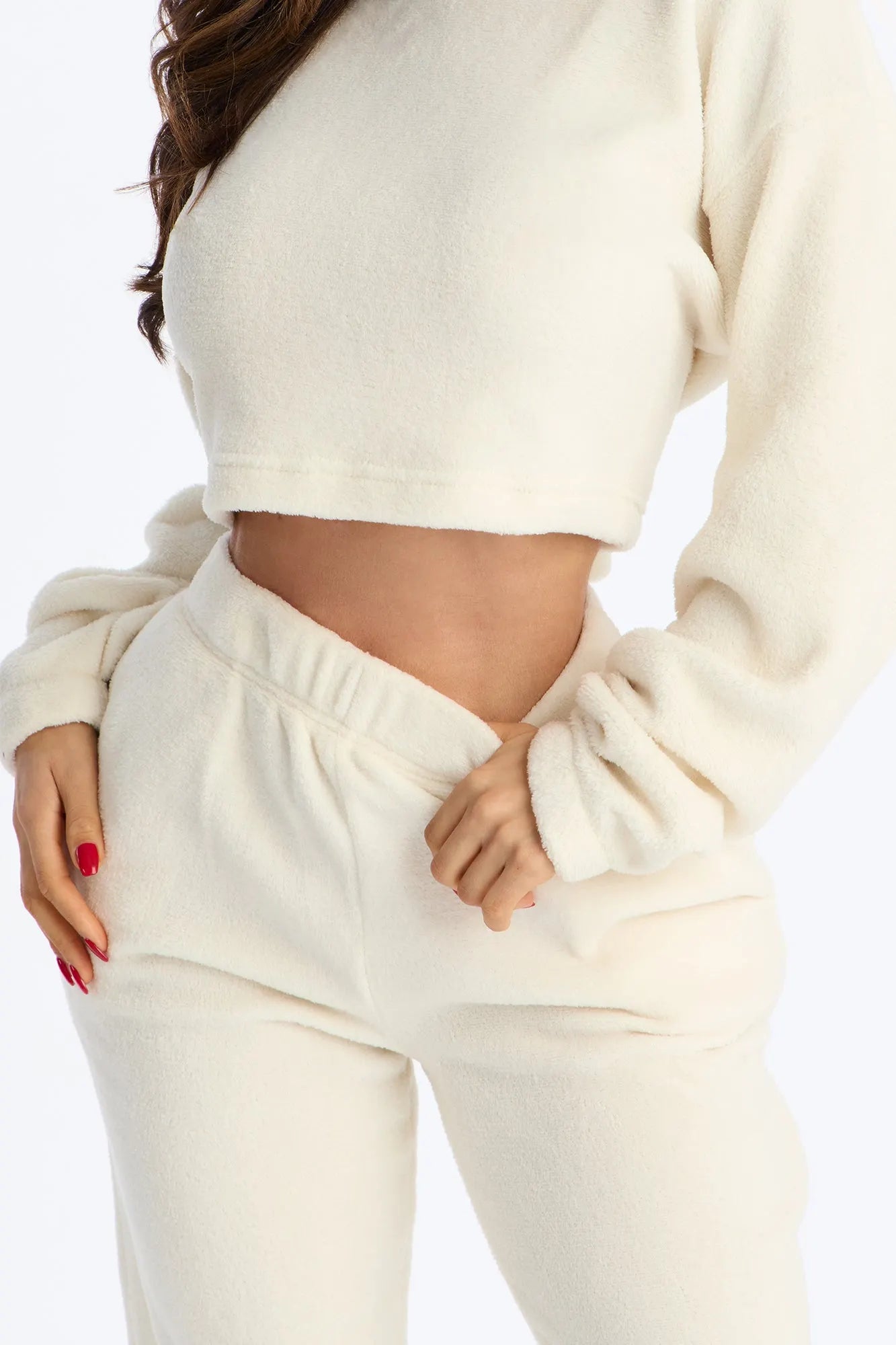 Keep You Cozy Plush Crew Neck PJ Jogger Set - Black