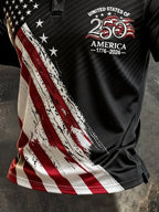 Men's Retro "Patriot" Color-Block Short-Sleeve Polo Shirt