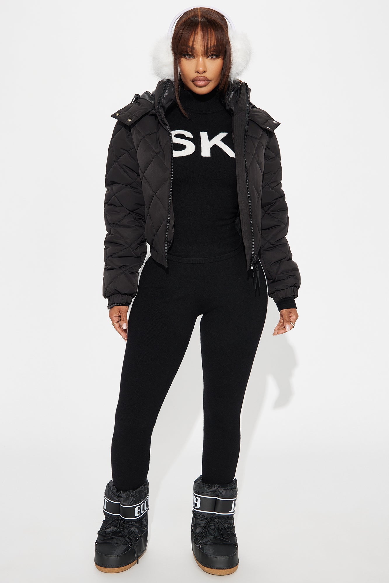Snow Days Quilted Puffer Jacket - Black