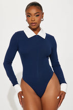 Ultimatum Collared Long Sleeve Bodysuit - Black/combo