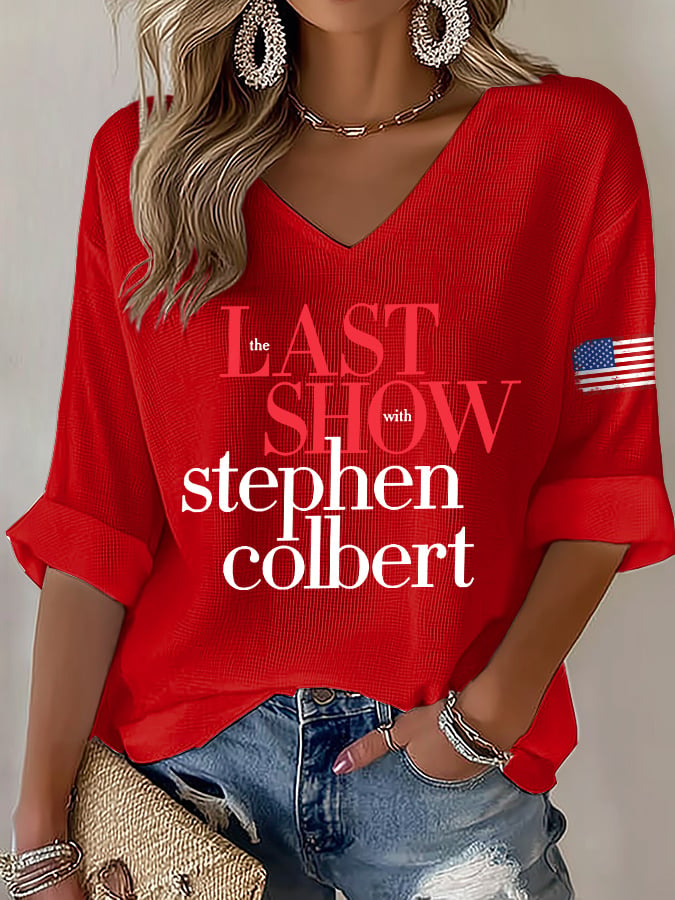 🔥Buy 3 Get 15% Off🔥V-Neck Retro Last Show Print T-Shirt
