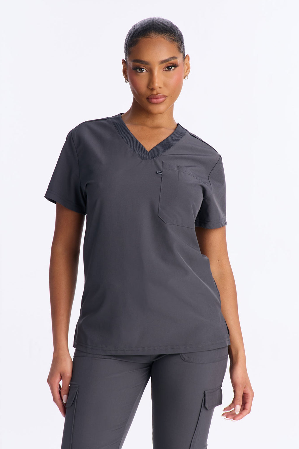 4 Way Stretch 2 Front Pocket Scrubs Rib Jogger Set - Mauve