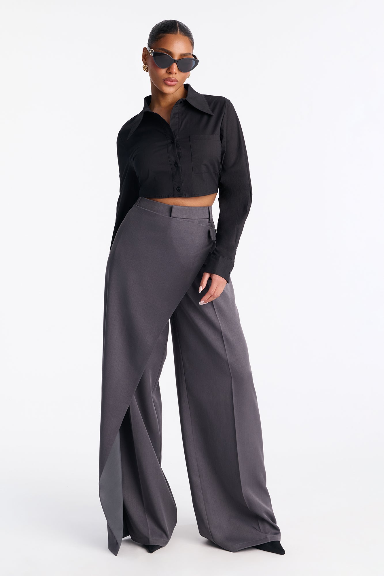 Tailored Touch Wrap Front Trouser 33′′ - Charcoal