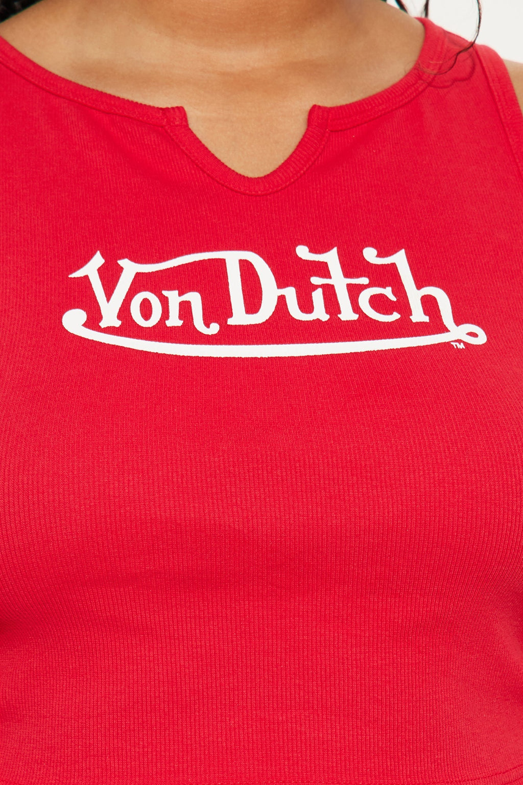 Von Dutch Ribbed Notch Neck Tank Top