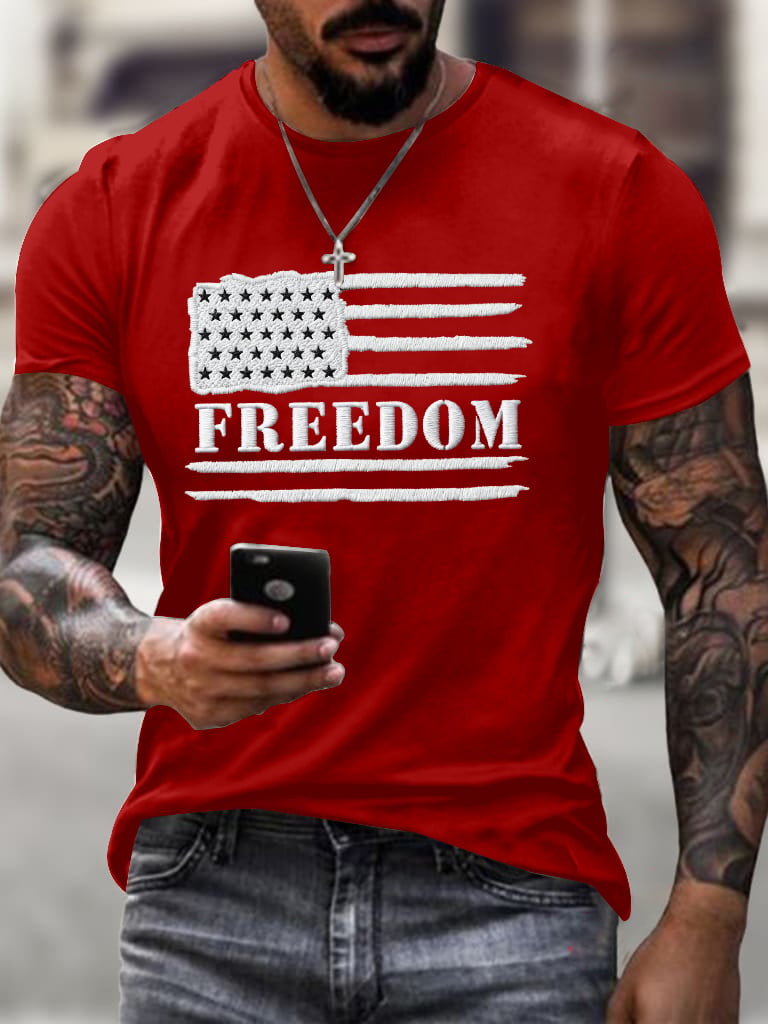 Men's Casual Fashion Freedom Flag T-Shirt