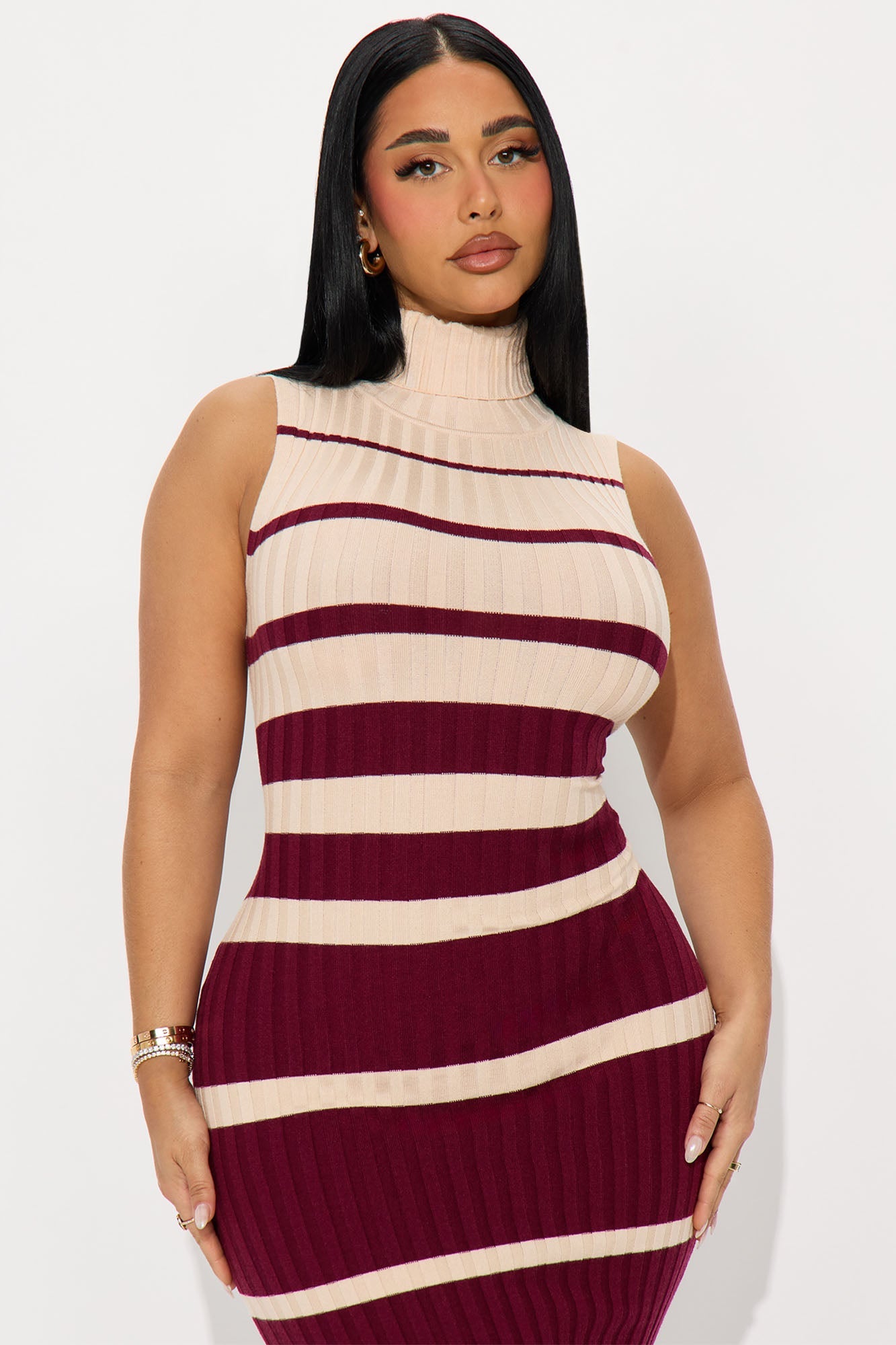 Ever Yours Ribbed Maxi Dress - Black/White