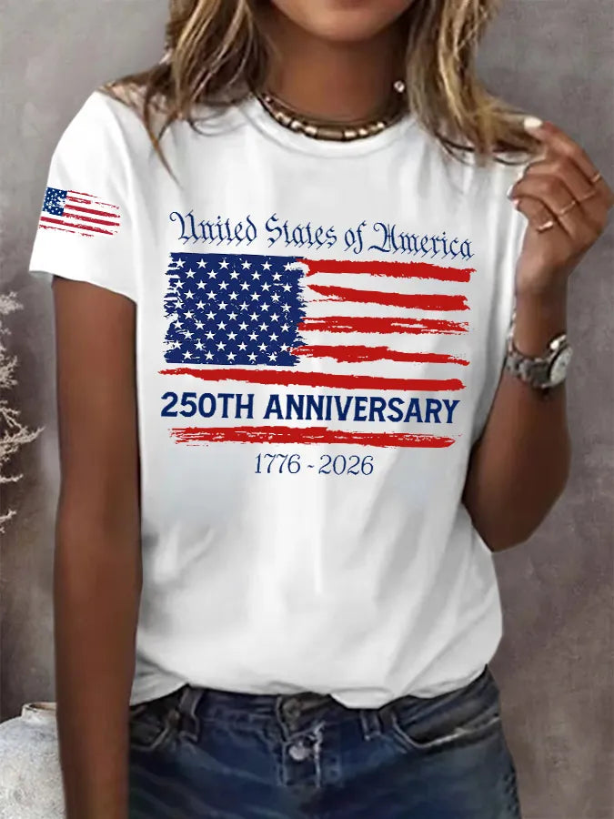 Retro 250th Anniversary 1776-2026 Print T-Shirt