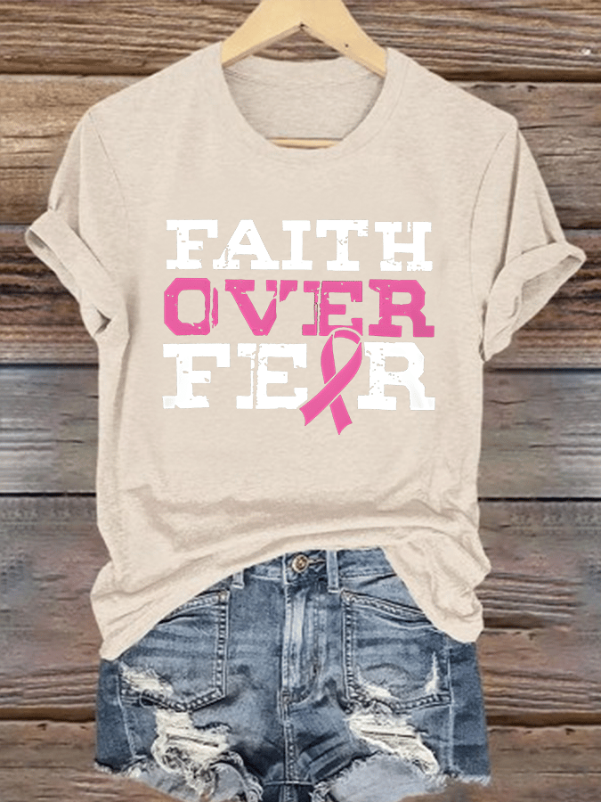 Women's  Faith Over Anxiety Breast Cancer Classic T-Shirt