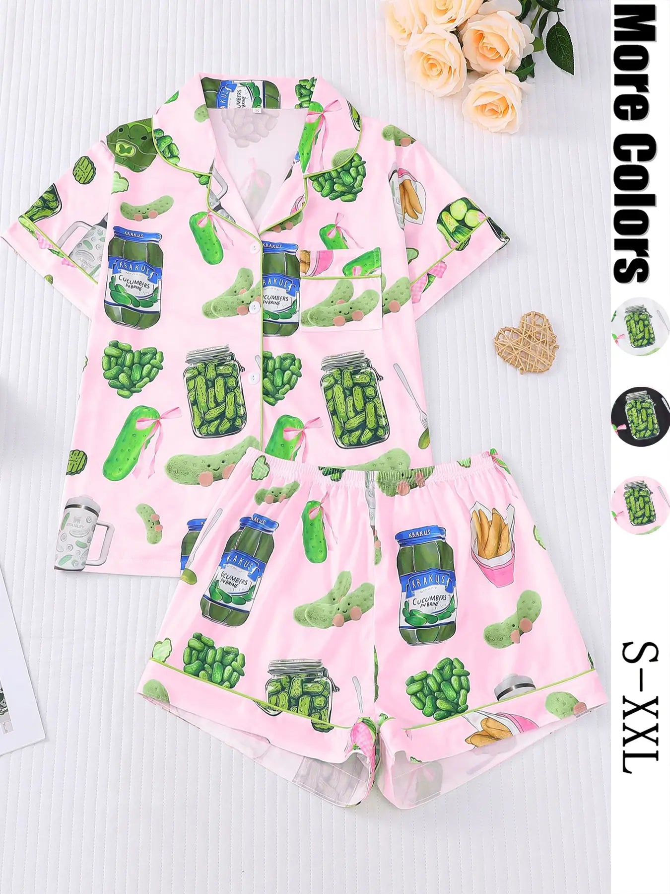 Women's Cucumber Print Short Sleeve Pajama Set