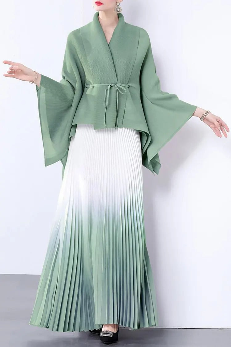 Elegant Pleated Skirt Two-Piece Set