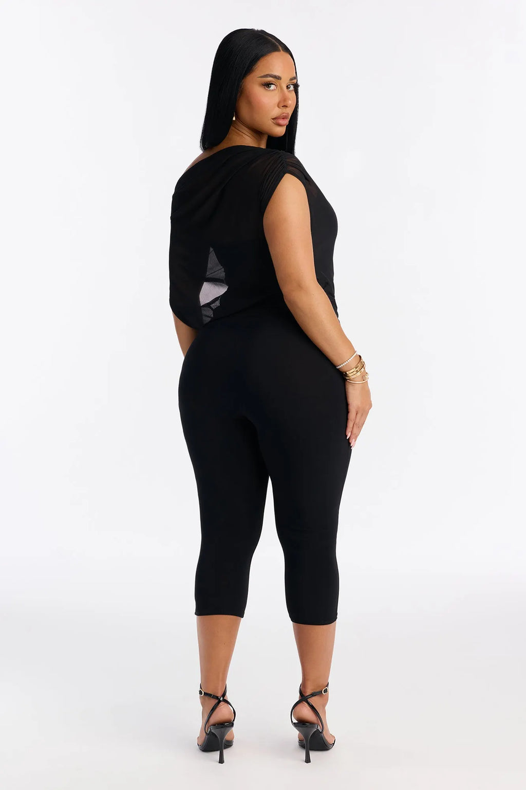 Breanna Mesh Capri Leg Jumpsuit - Black