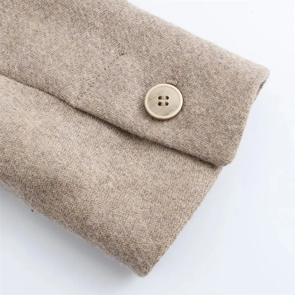 Women's Long Sleeve Lapel Single Breasted Coat with Belt Pocket - Warm Winter & Autumn Outerwear