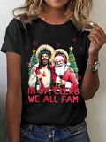 Women'S Casual Faith "We Are All Family" Print Short Sleeve T-Shirt