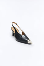Kiros Croc Slingback Pumps - Black