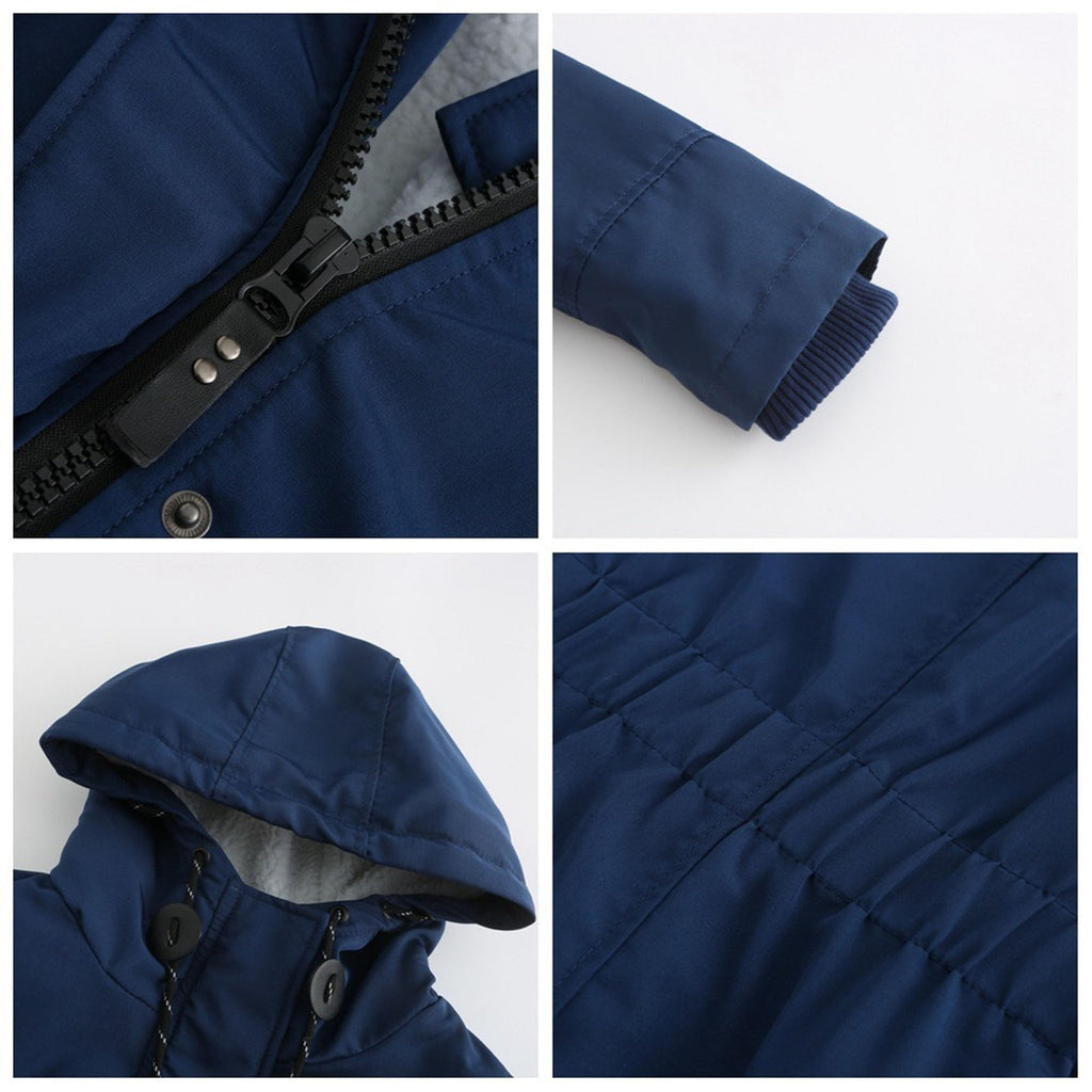 DGHM-JLMY 1/2 Pack Women's Windproof Waterproof Cotton Coats Fashion Warm Hooded Outerwear Solid Thick Fleece Jacket