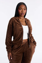 Soft Girl Energy Ruched Velour Jogger Set - Black