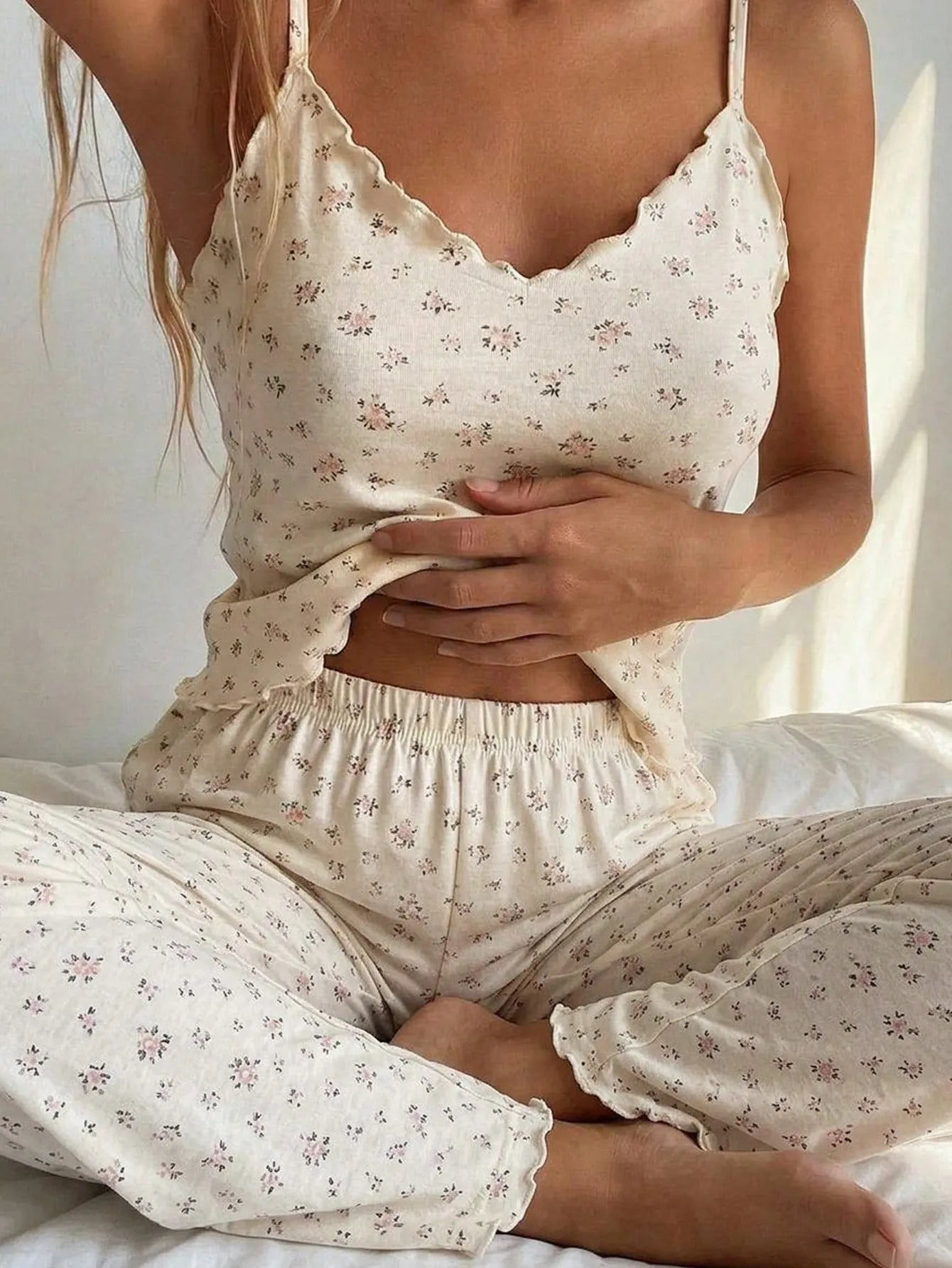 DAZY Women's Ditsy Floral Camisole And Shorts Pajama Set Summer