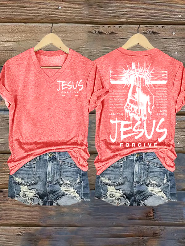 Women's  Jesus Loves You Chirtsian printing T-Shirt