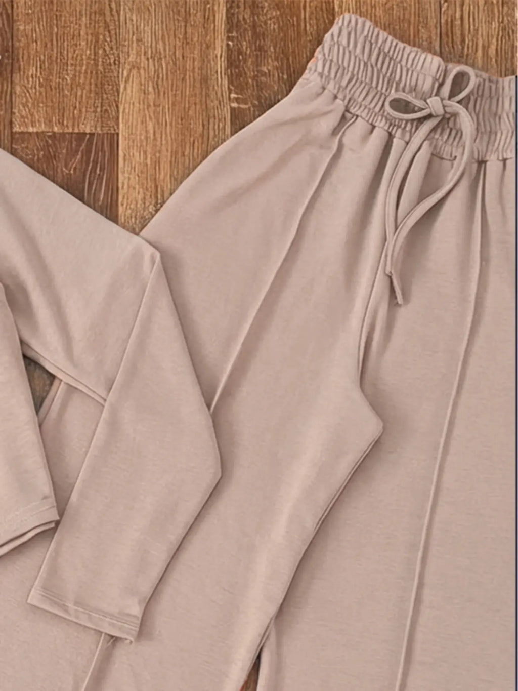 Women's Spring & Fall Fashion Two-Piece Set, Womenswear Long Sleeve Woven Plain Pattern Slim Fit Casual Basic, Perfect for Daily Wear