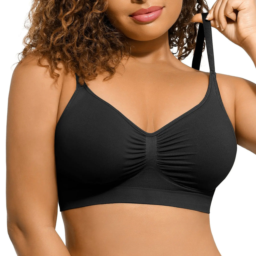 FeelinGirl Women's Wireless Bra Comfort Bralettes No Underwire Unlined Cami Bra Seamless Tshirt Bras Sports Bra Bralette Basic Comfortable Fit Womenswear Everyday Up to 44DD Summervibes