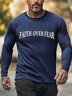 🔥Buy 3 Get 15% Off🔥Men's Faith Over Fear Printed Casual T-Shirt