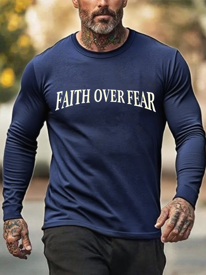 🔥Buy 3 Get 15% Off🔥Men's Faith Over Fear Printed Casual T-Shirt