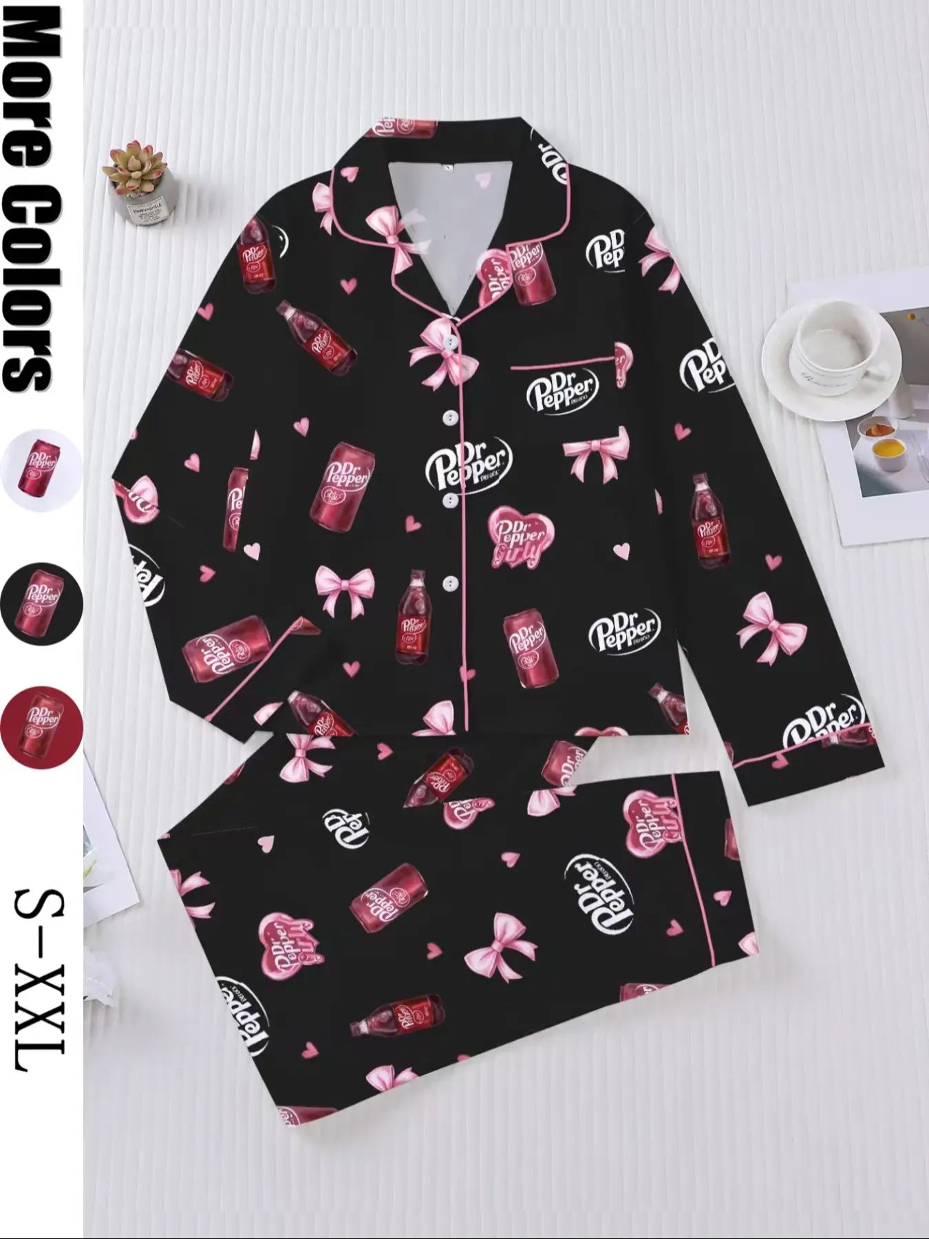 Women's Heart-shaped drink bottle Sleepwear Set
