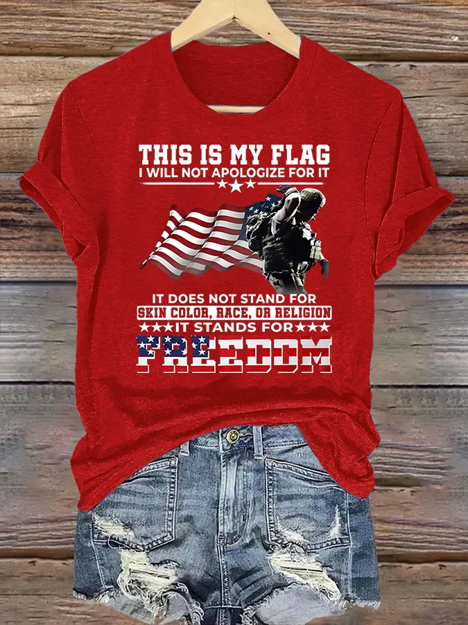 Women's  THIS IS MY FLAG Print T-Shirt
