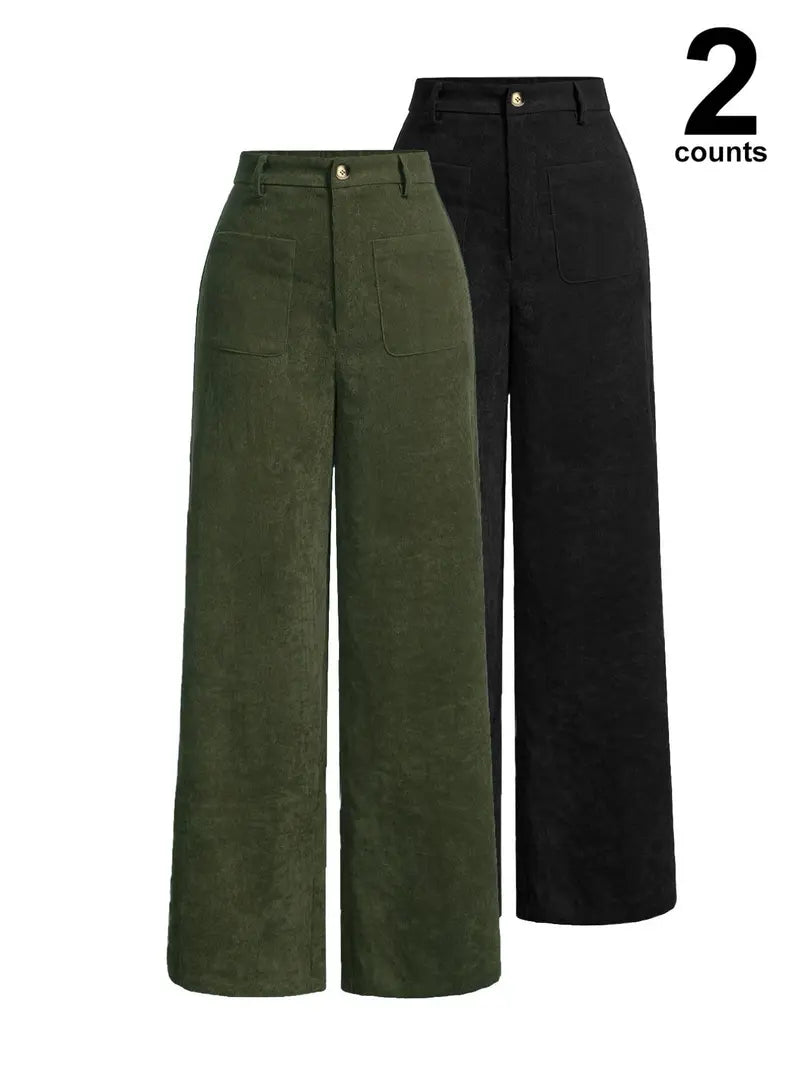 Women's High Waist Wide Leg Button Front Pants
