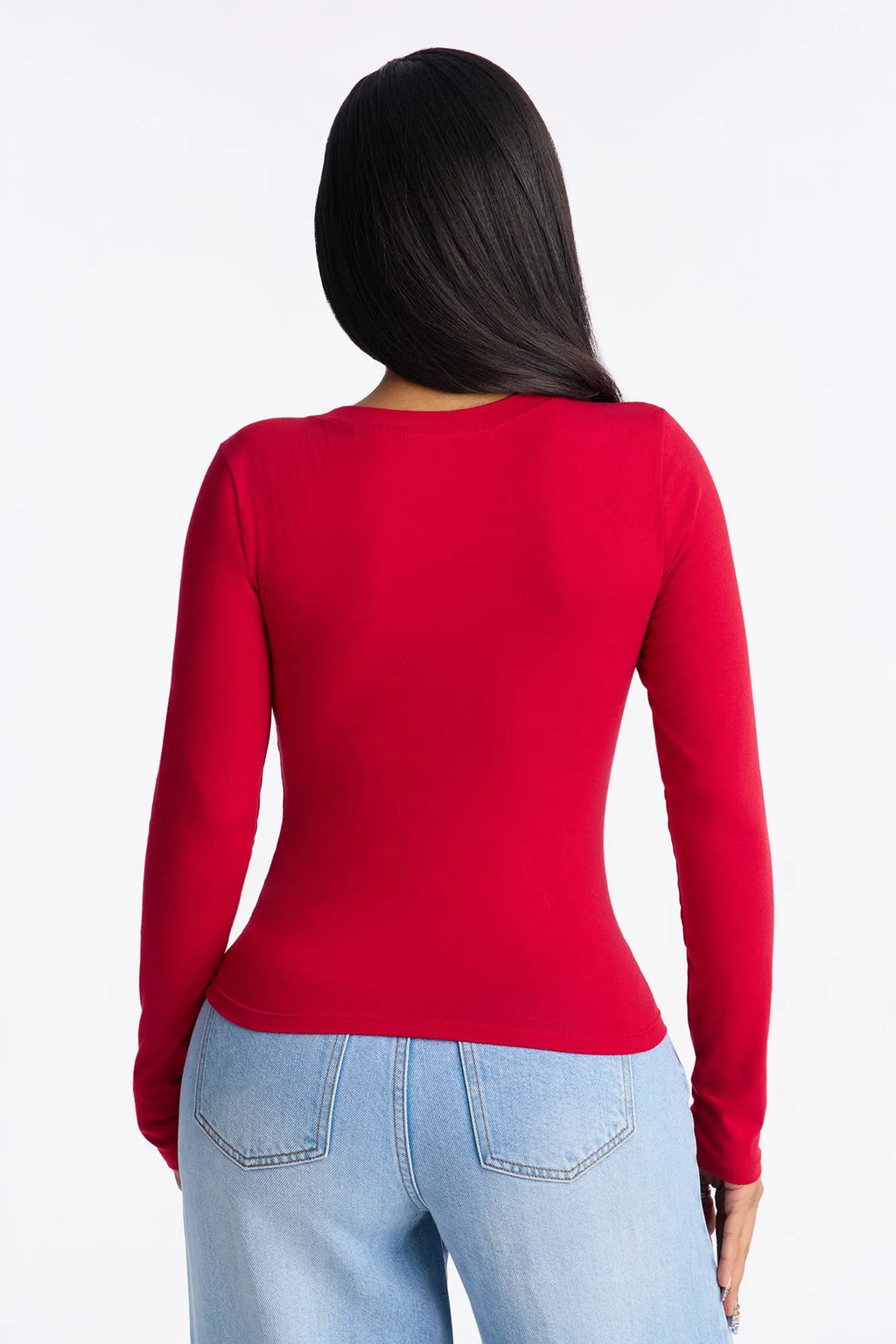 Elise Round Neck Long Sleeve Top - Black