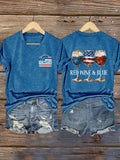 V-Neck Retro 1776–2026 250 Year Red Wine & Blue Print T-Shirt