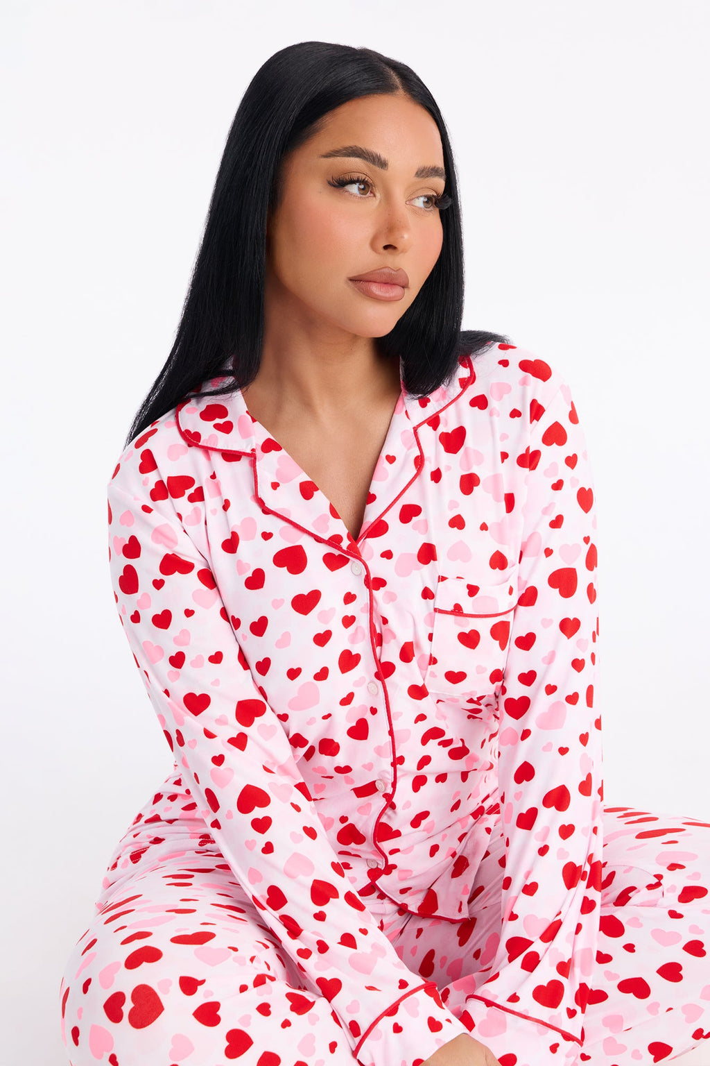 So Lovely Long Sleeve PJ Pant Set - White/combo