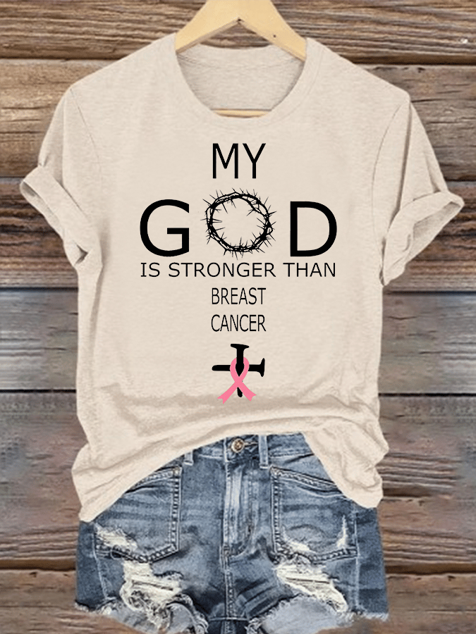 Women's  Faith & Strength – 'My God Is Stronger Than Breast Cancer' T-Shirt