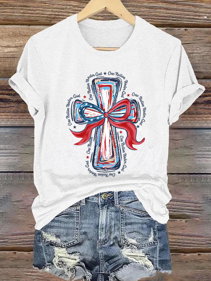 Women'S Casual One Nation Under God T-Shirt