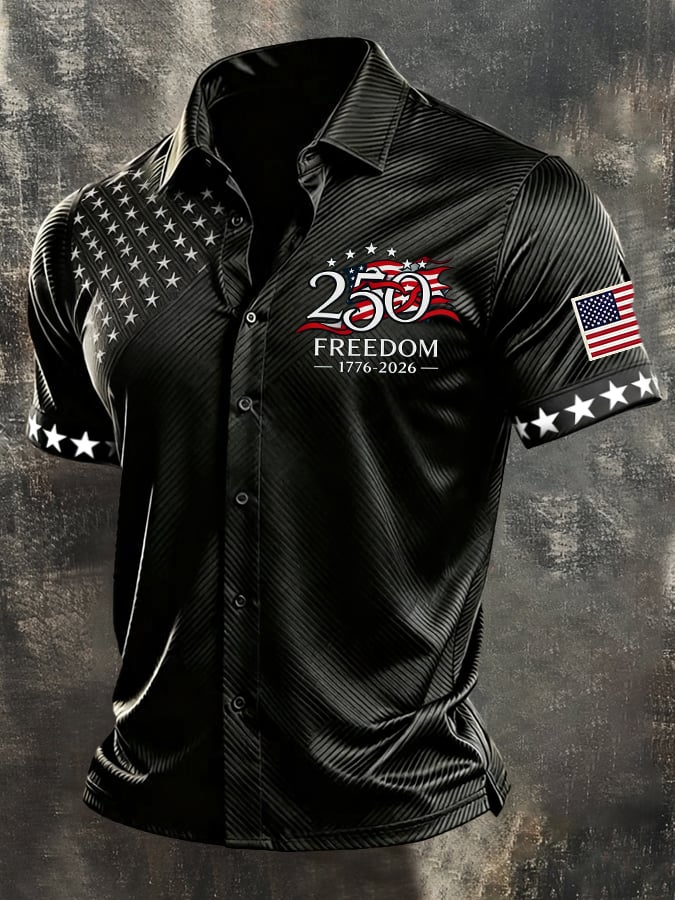 Men's Retro Independence Day Patriot Short-Sleeve Shirt