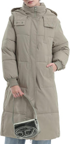 Long Puffer Jacket for Women,2024 Thickened Winter Coat Hooded with Deep Pockets, Ladies Warm Winter Jacket