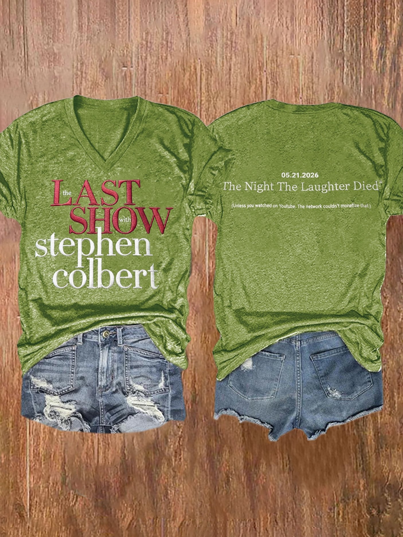 🔥Buy 3 Get 15% Off🔥V-Neck Retro Last Show 05.21.2026 The Night The Laughter Died Print T-Shirt