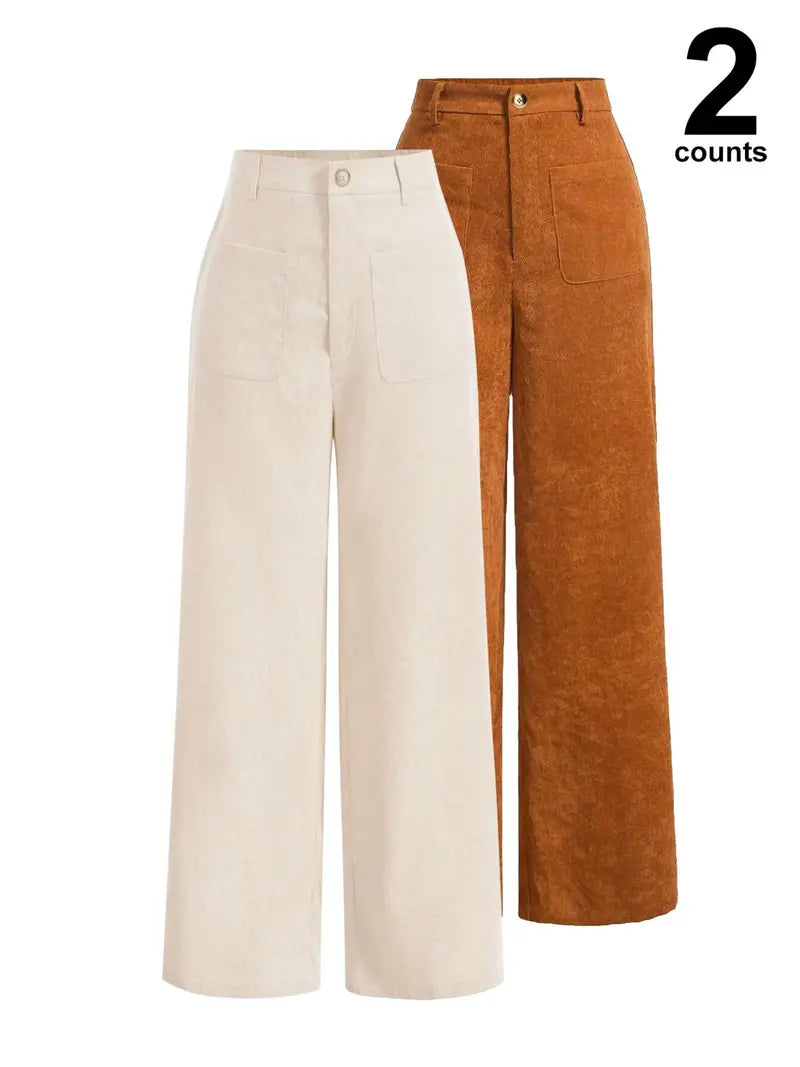 Women's High Waist Wide Leg Button Front Pants