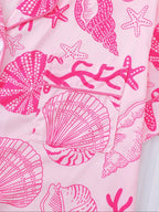 Women's All Over Shell Print Short Sleeve Pajama Two-piece Set