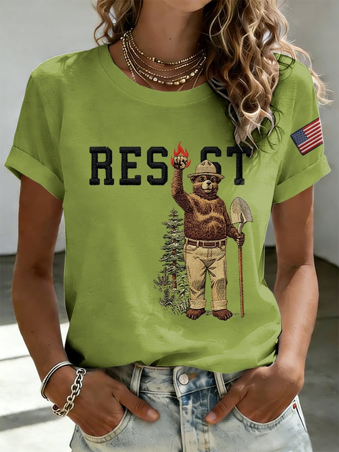 Retro Resist Save The Forest Service Print T-Shirt