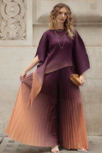 Full Pleated Tie Dye Color Top And Trousers