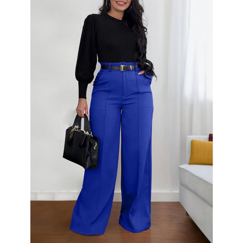 Women's Autumn New Commuter Casual Versatile Khaki Solid Color Draped Suit Pants Loose Straight Long Pants