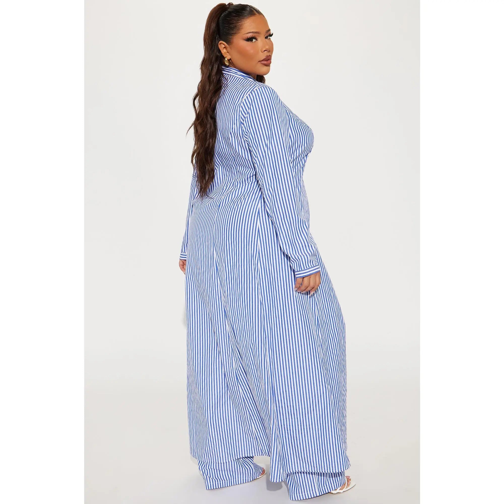 Yacht Trip Stripe Pant Set - White/Blue