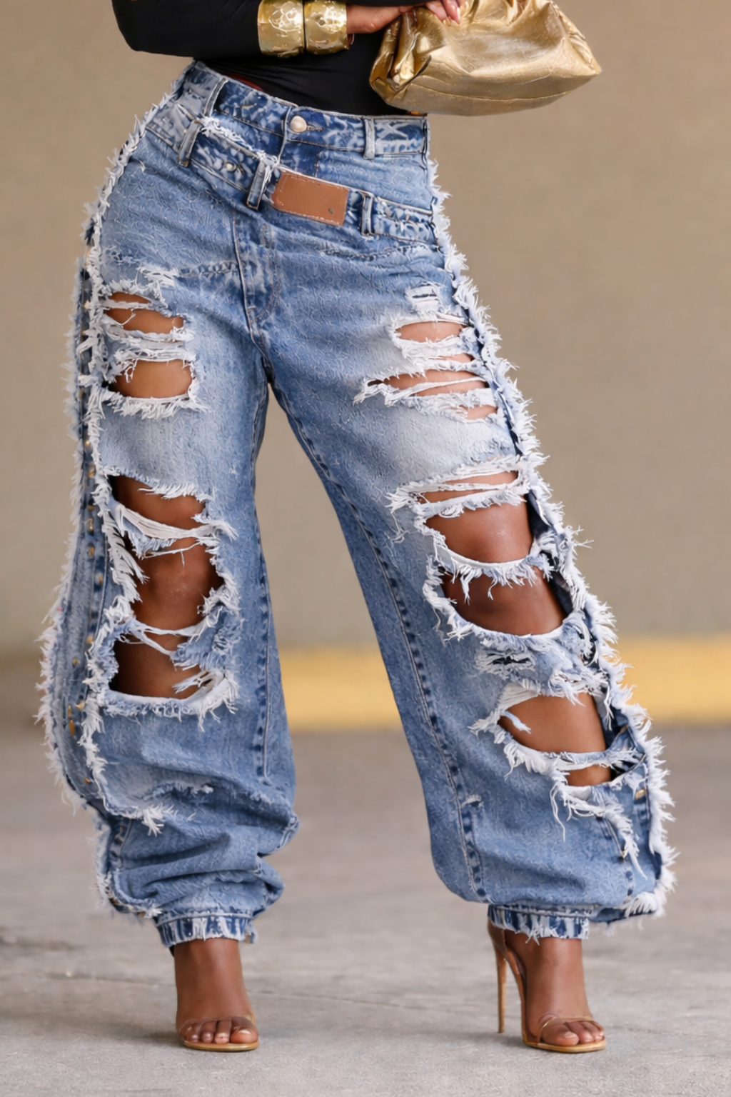 Women's Ripped Fringed Loose Jeans
