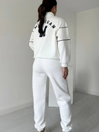 Women's sports and leisure stand collar two-piece set