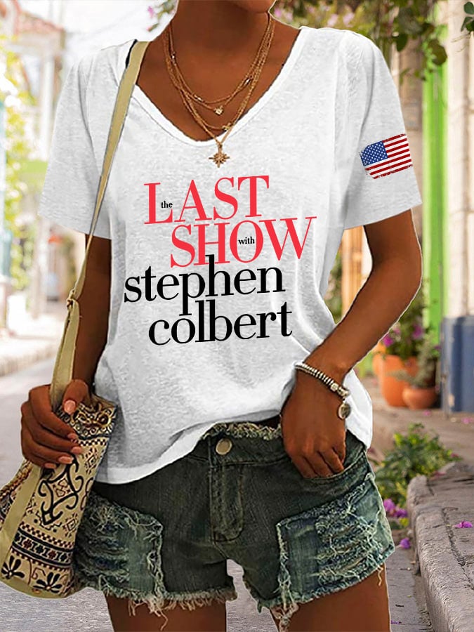🔥Buy 3 Get 15% Off🔥V-Neck Retro Last Show Print T-Shirt