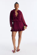 Summer Daze Ruffle Chiffon Mini Dress - Burgundy