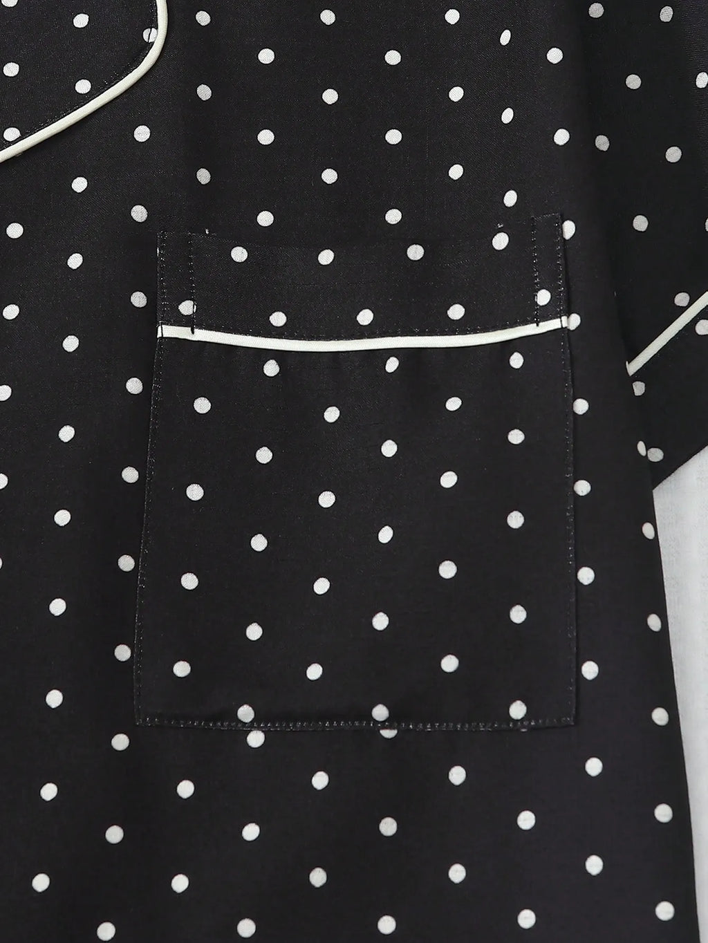 2pcs/Set Women's Mini Polka Dot Printed Pajama Set With Contrast Trim Button-Down Shirt And Bowknot Shorts, Perfect For Home Wear In Summer White Set,Two Pieces Set