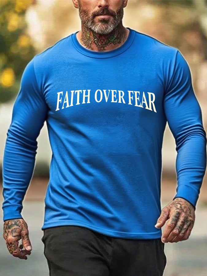 🔥Buy 3 Get 15% Off🔥Men's Faith Over Fear Printed Casual T-Shirt