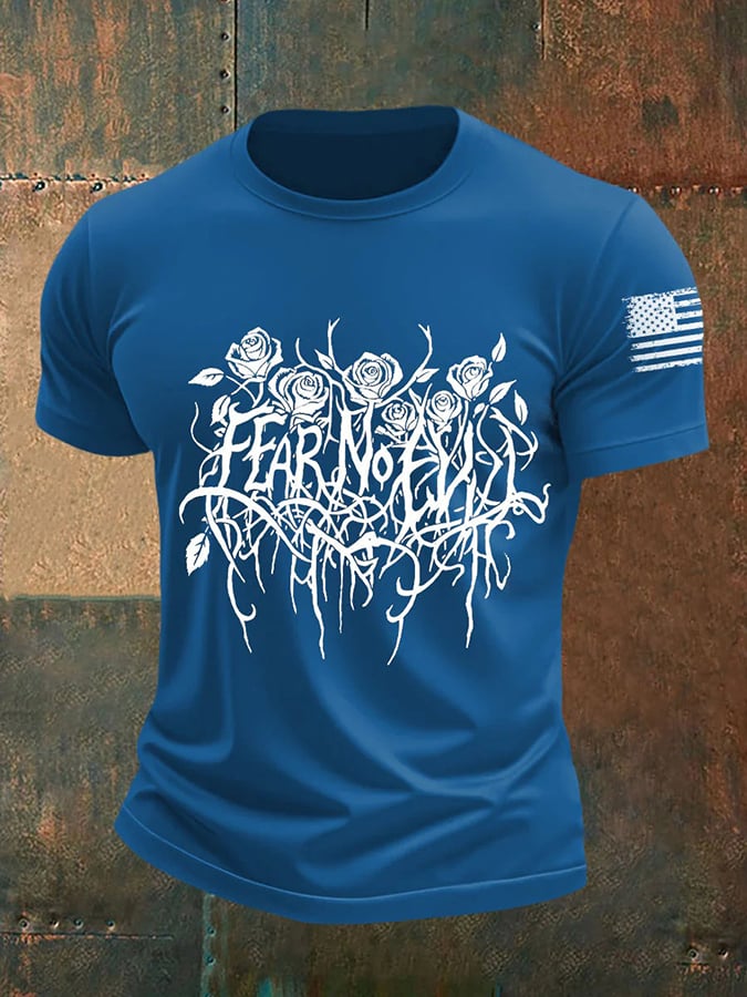 🔥Buy 3 Get 15% Off🔥Men's Fear No Evil Gothic Christian Print Round Neck T-Shirt